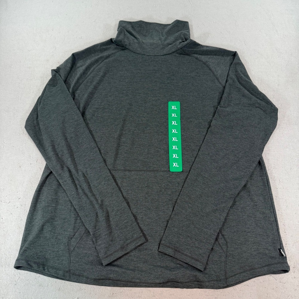 Eddie Bauer Womens XL Gray Funnel Neck Active Pullover Top NWT Thumbholes